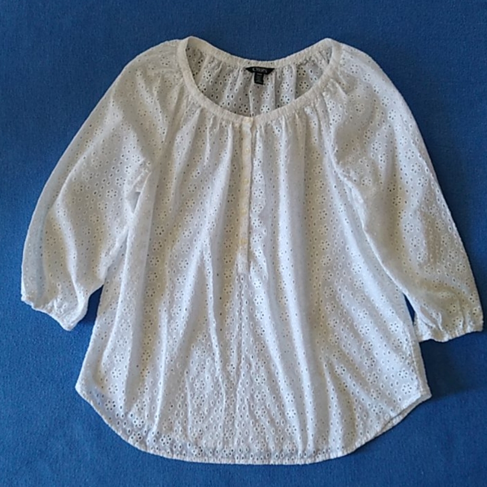 Chaps Women's Eyelet Top, Size M